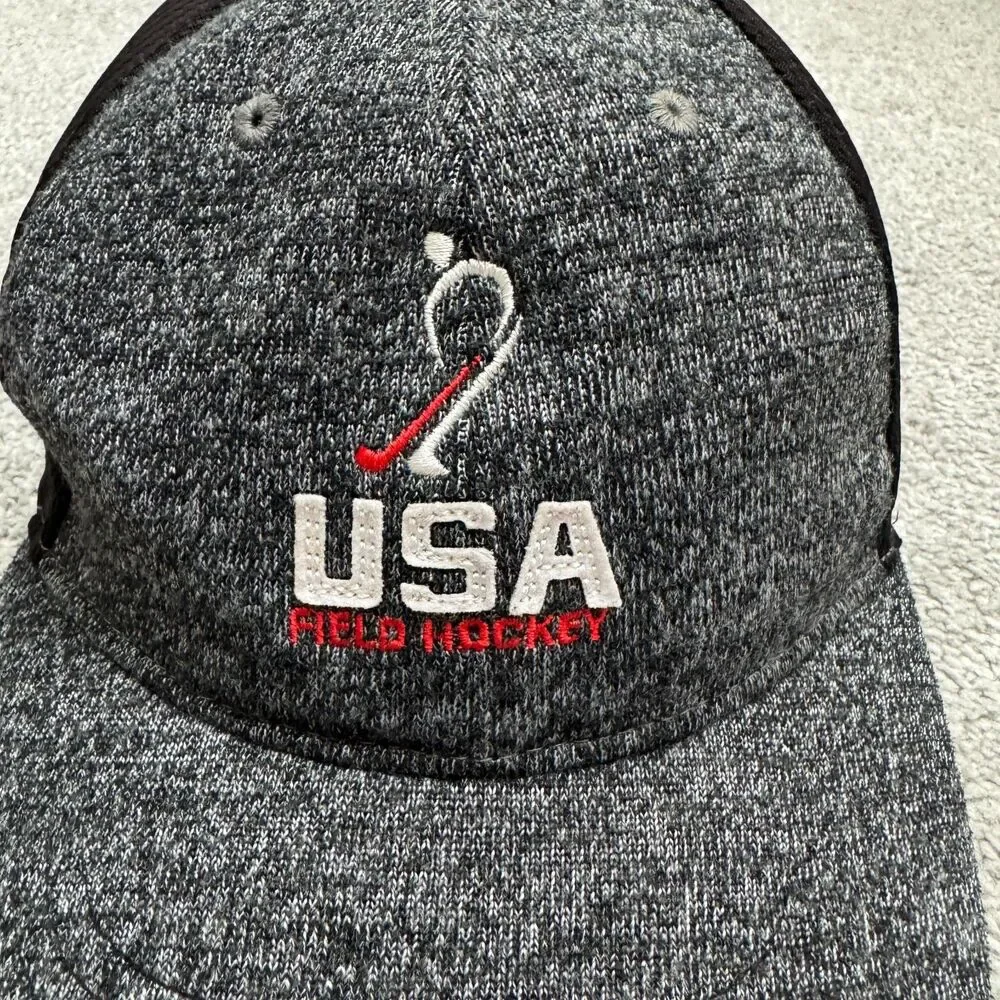 Quake City USA Field Hockey Cap Hat Womens OSFA Gray Black Strapback Performance